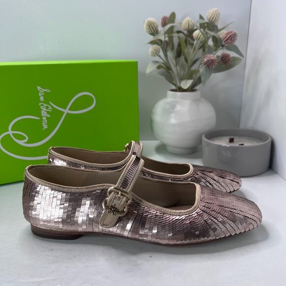 Sam Edelman Michaela Glamour Mary Jane Flats Gold Sequins Women's 10 Tried On - Picture 3 of 10